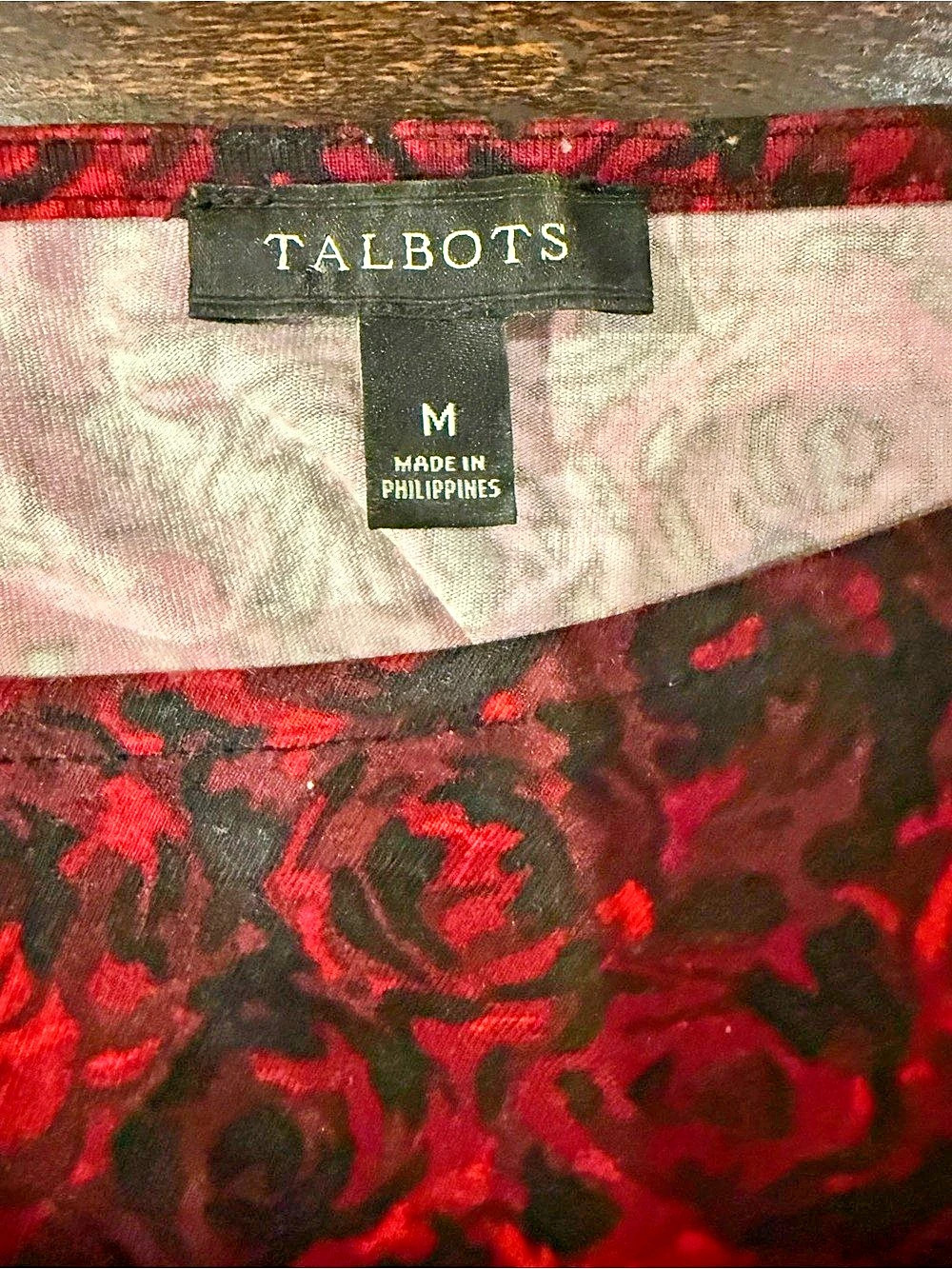 Talbots Red and Black Rose Floral Faux Wrap Midi Dress Medium - Picture 4 of 14